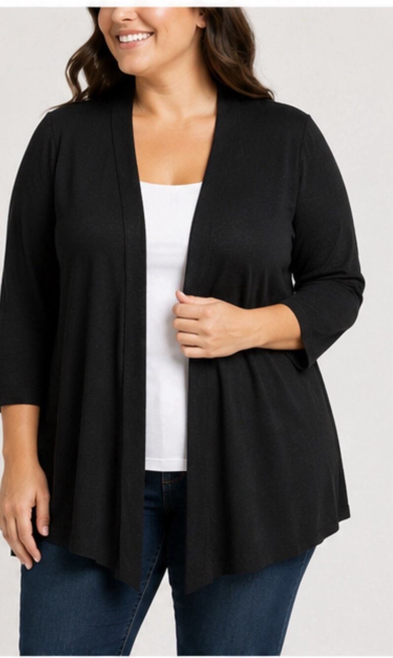 a.n.a. A New Approach Women’s 3X Black Open Front Cardigan Sweater Plus Size